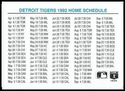 NNO1 1992 Tigers Home Schedule